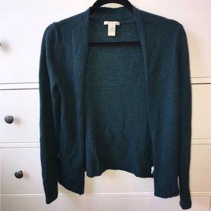 White + Warren Teal Cashmere Cardigan